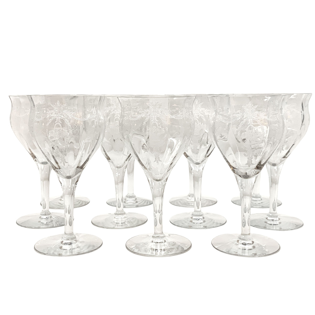 Tiffin-Franciscan "Adam Clear" Optic Crystal Water Goblets (11)