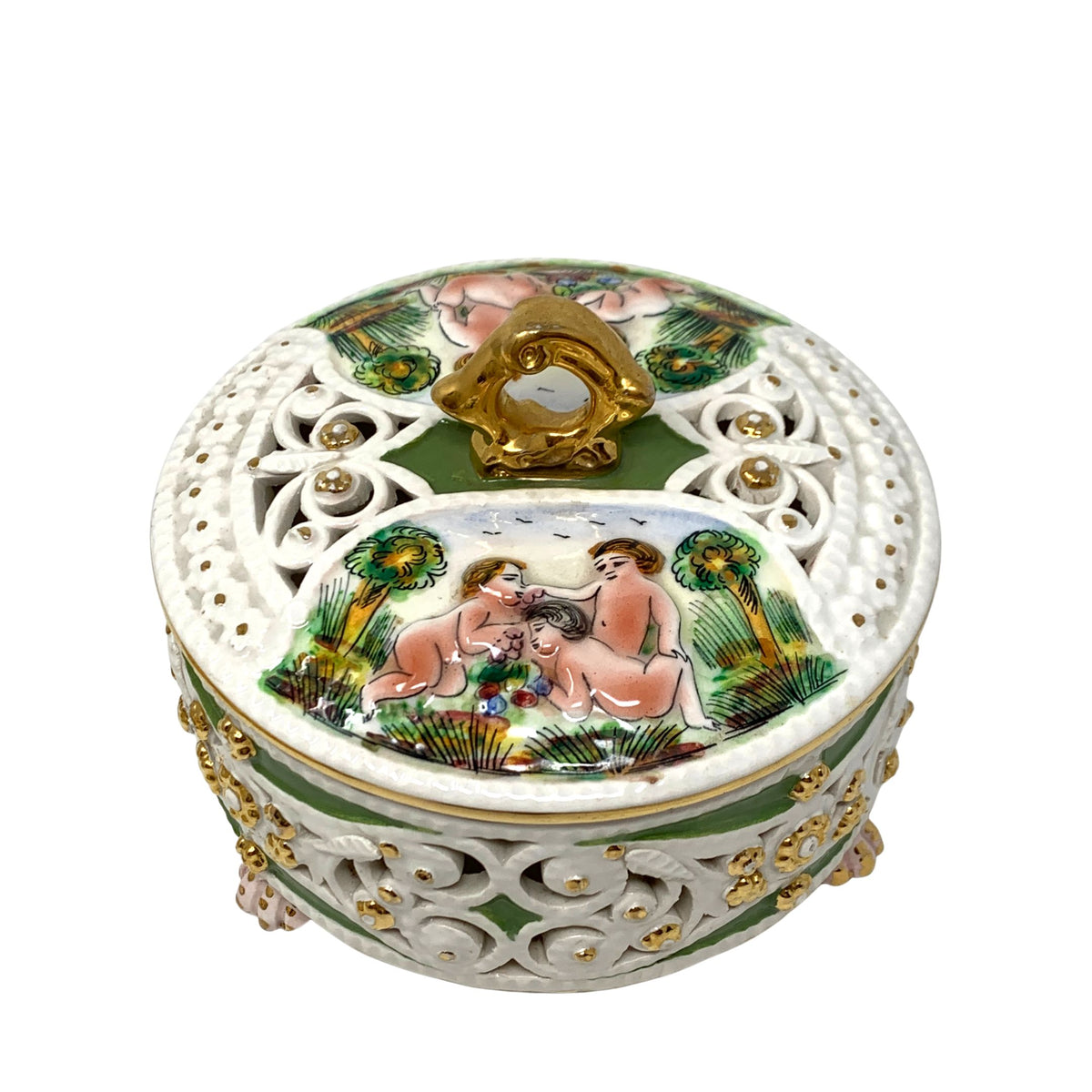 Capodimonte Italian Lidded Cherub Box