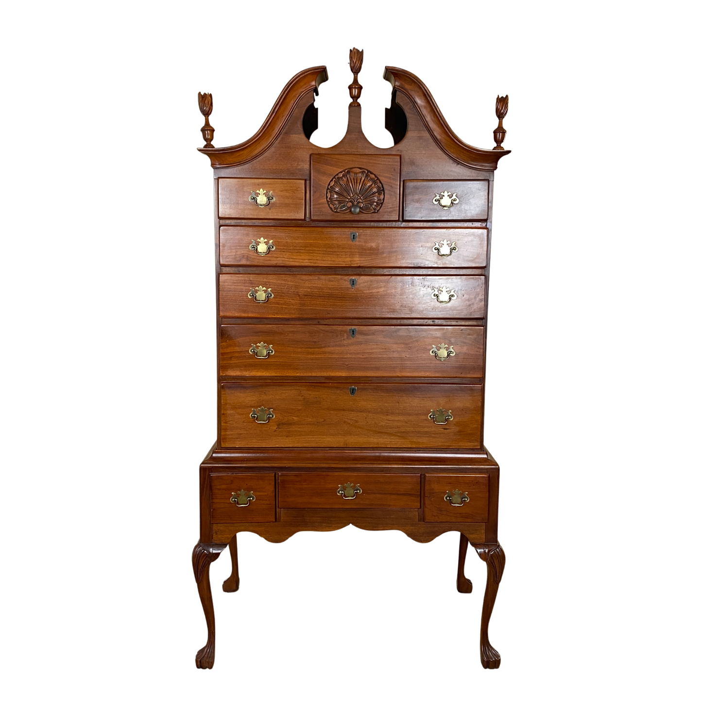 Antique Reproduction Chippendale Walnut 2pc Highboy