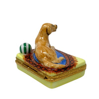 Limoges France Hand Painted by Artoria Golden Retriever Trinket Box