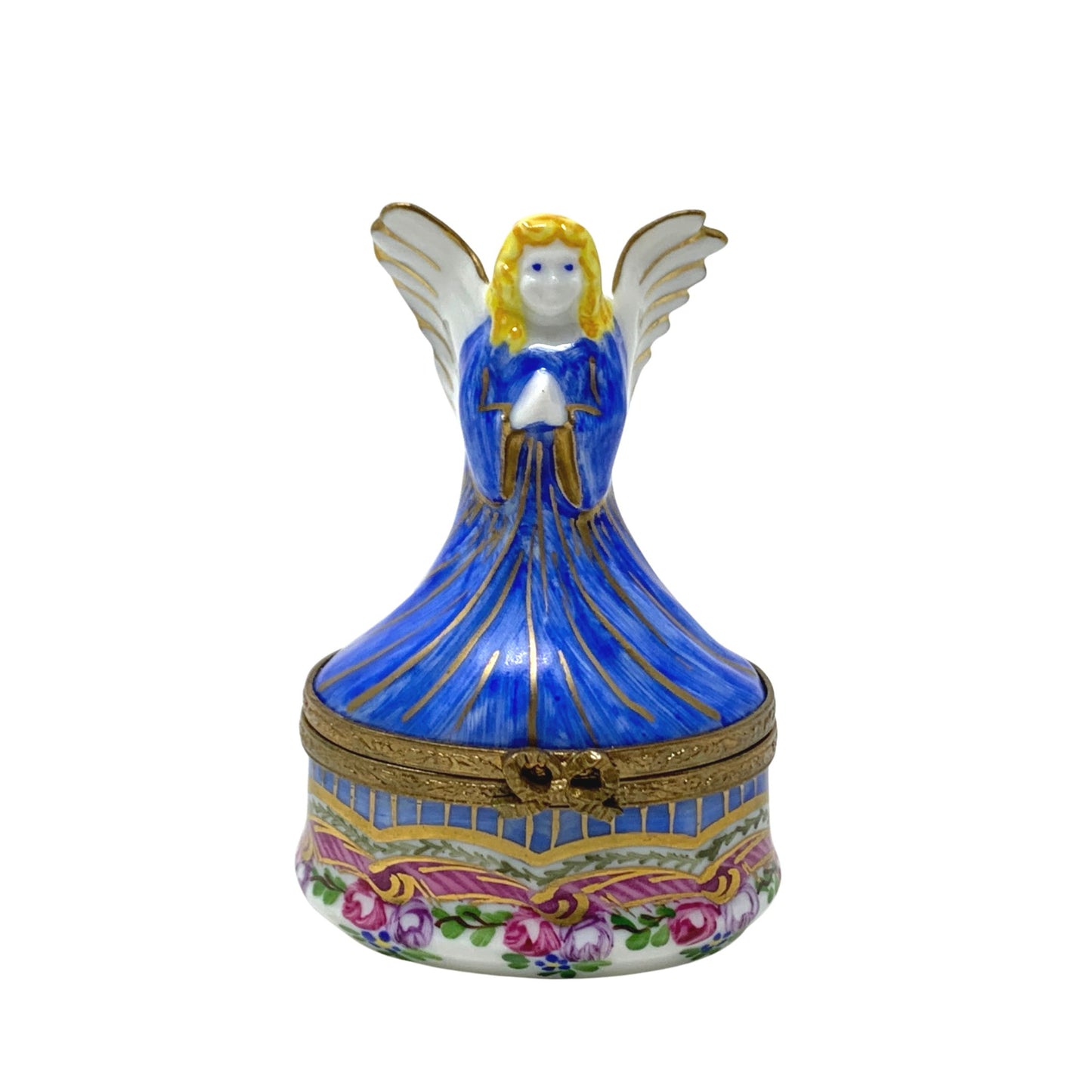 Limoges France Hand Painted by F.B. "Winged Angel" Trinket Box