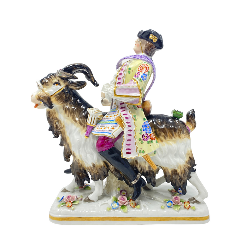 Count Brühl's Tailor on a Goat Porcelain by Sitzendorf