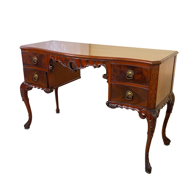 Antique Carved Chippendale Mahogany Vanity / Desk