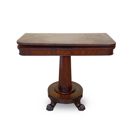 Antique Empire Mahogany Pedestal Console / Game Table