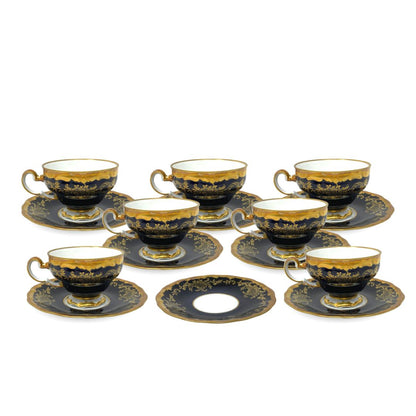 Echt Weimar Cobalt Germany Set of (7) Cups & Saucers W/ One Additional Saucer