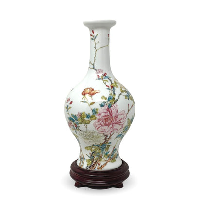Lenox Peony Vase of the Qing Emperor Porcelain W/ Stand & Papers