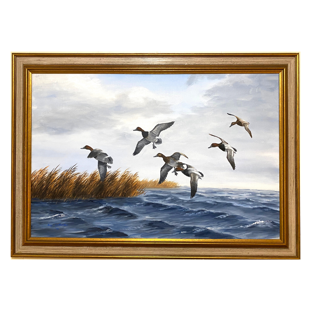 Guy Crittenden Original Signed Oil on Canvas Painting Ducks Landing