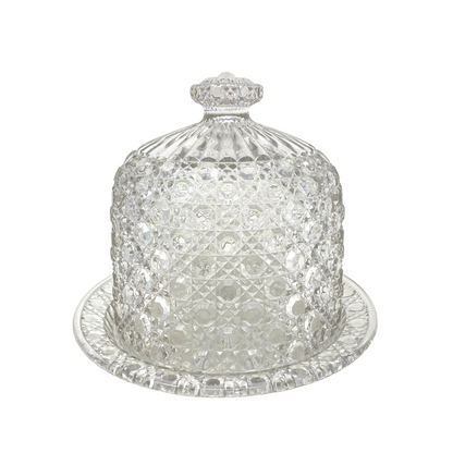 George Davidson 19th Century Pressed Glass Hobnail Cake Dome