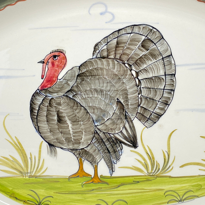 Italian Montelupo Mancioli Hand-Painted Signed Turkey Platter