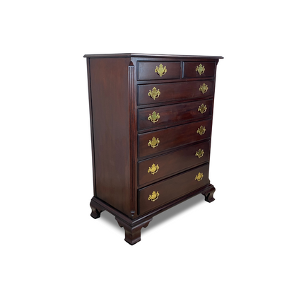 Kindel Oxford Mahogany Chippendale Two Over Five Chest of Drawers