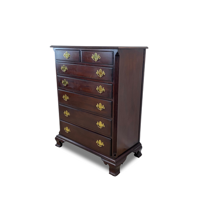 Kindel Oxford Mahogany Chippendale Two Over Five Chest of Drawers
