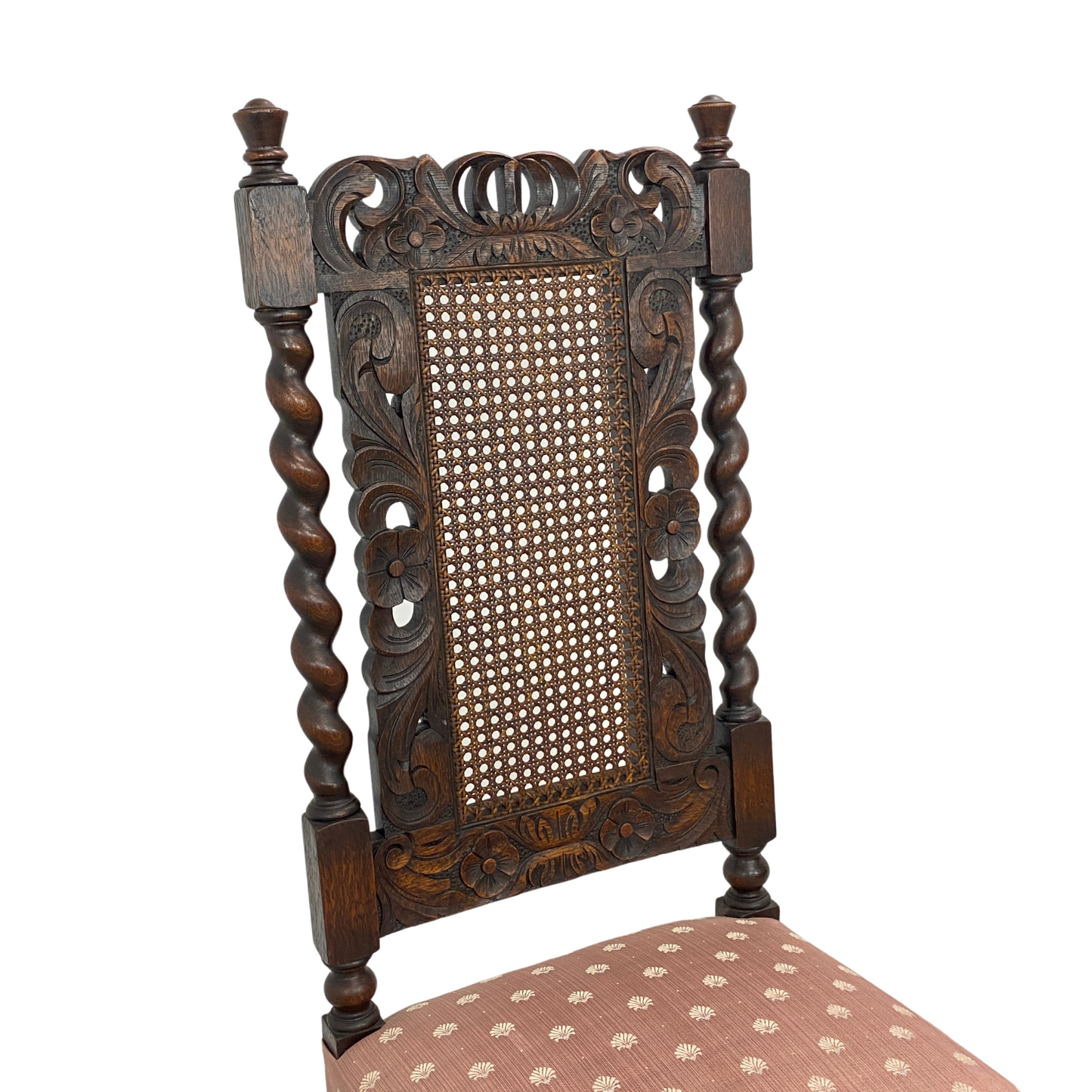 Antique Jacobean Barley Twist Carved Throne Chair