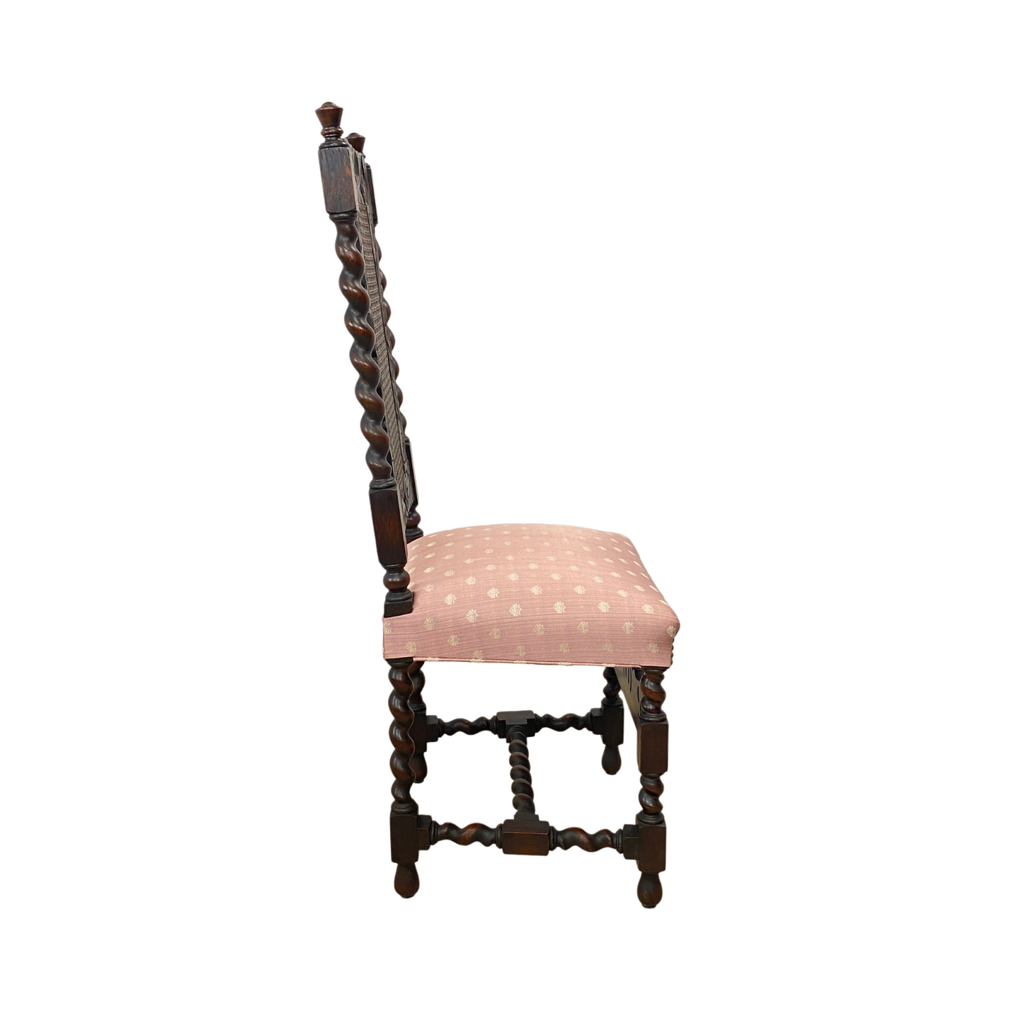 Antique Jacobean Barley Twist Carved Throne Chair
