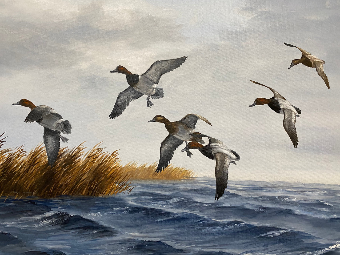 Guy Crittenden Original Signed Oil on Canvas Painting Ducks Landing
