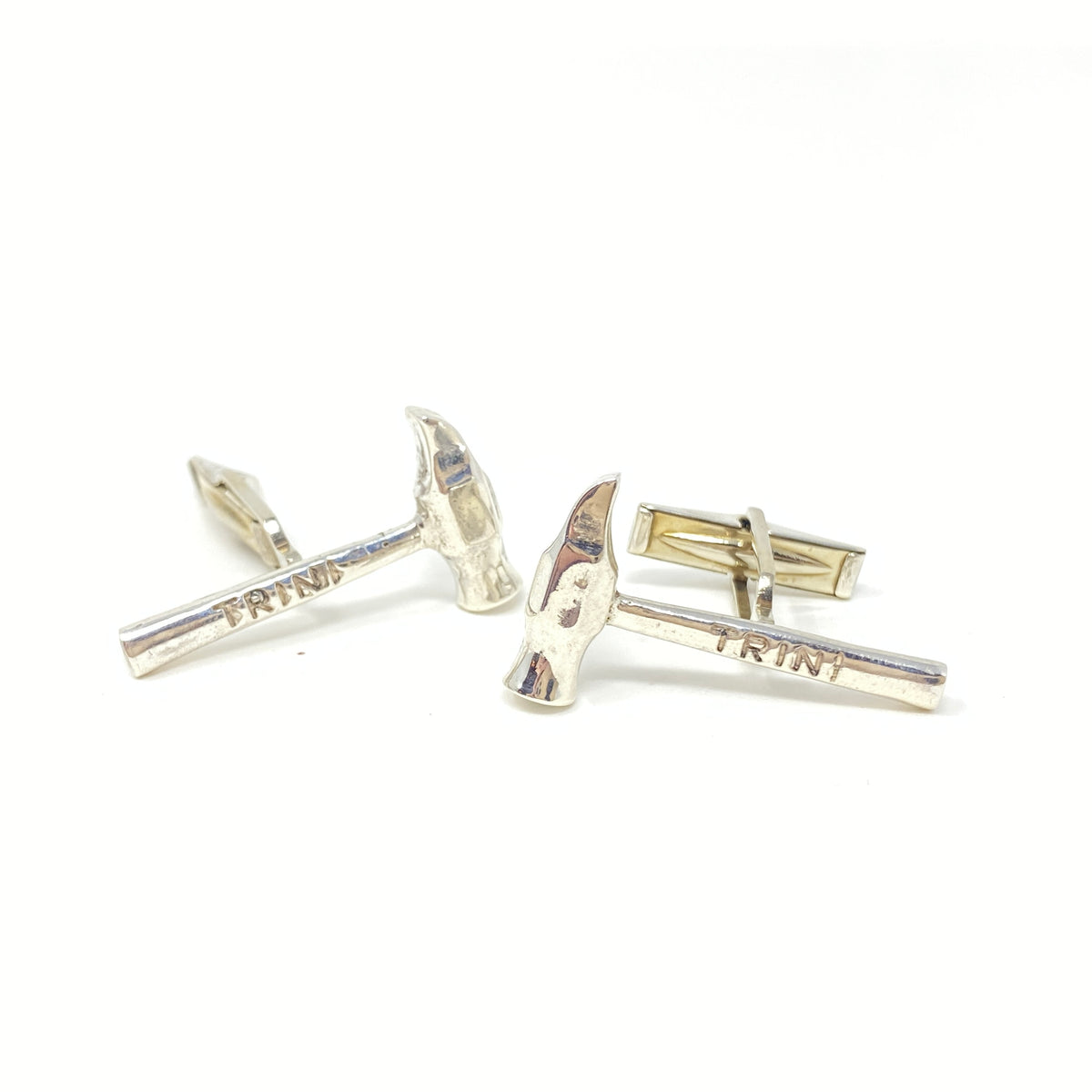 Sterling Signed Custom Hammer Carpenter Cufflinks