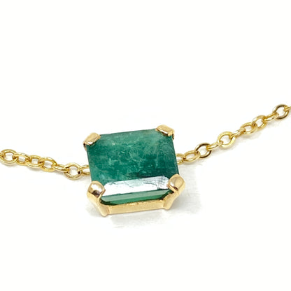 14K Yellow Gold & Natural Emerald Station Necklace