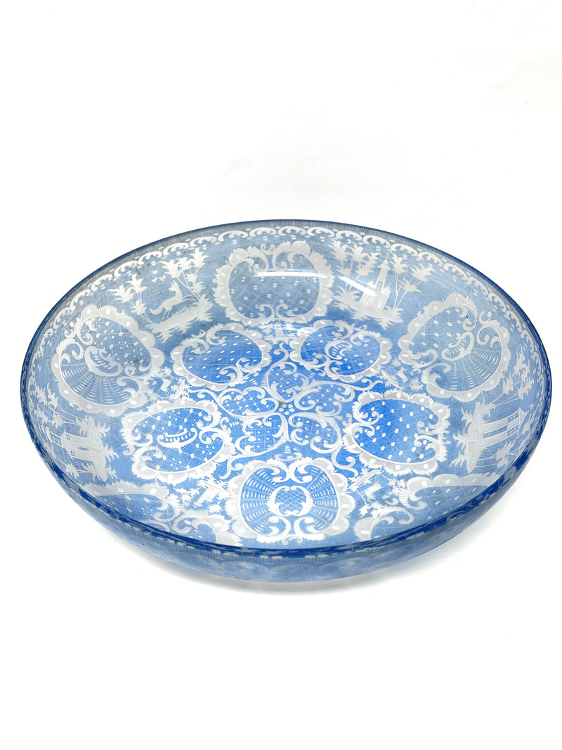 Bohemian Blue Cut-to-Clear Centerpiece Bowl