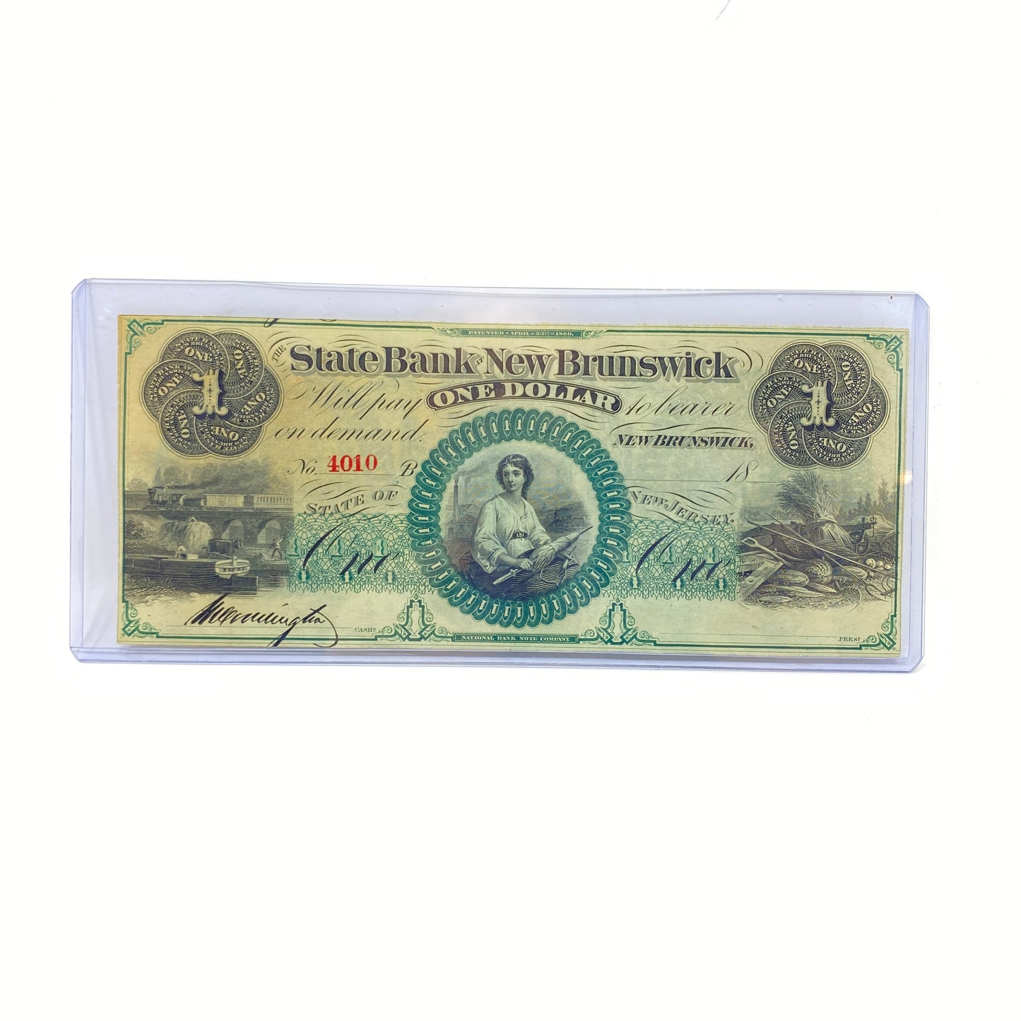 1860's $1 New Brunswick NJ Obsolete Note