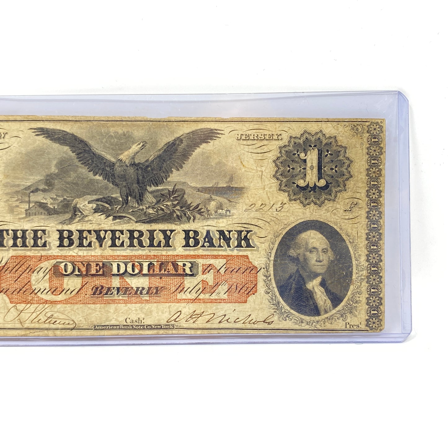 1861 $1 Beverly Bank NJ Obsolete Note