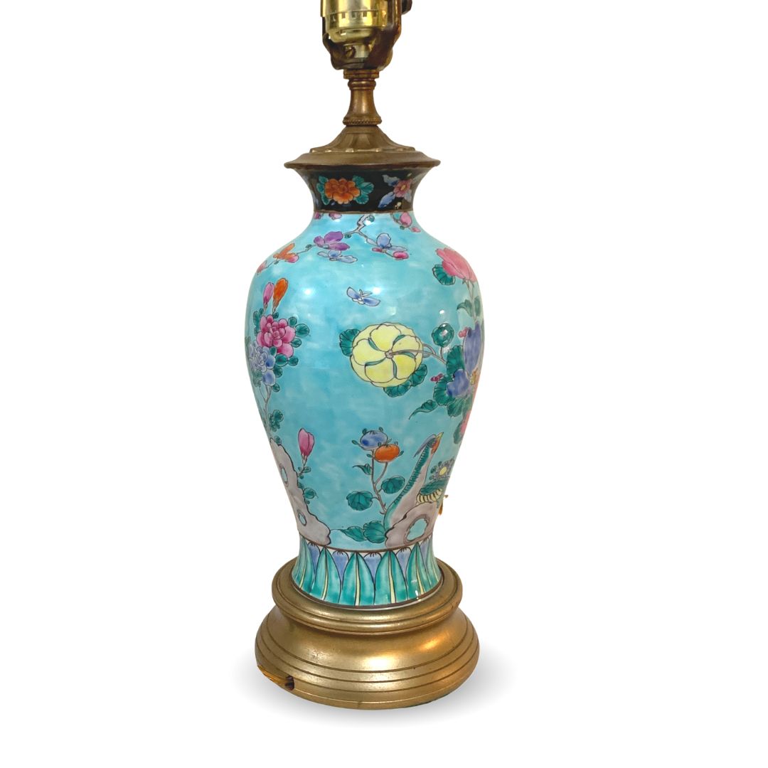 Antique Chinese Porcelain Bird Vase Lamp