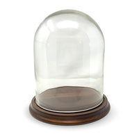 Antique Handblown Glass Cloche Dome Display W/ Cherry Base