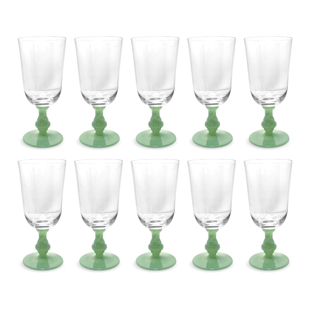 Villeroy & Boch Isabelle Green 7 7/8" Stem Goblets (10)