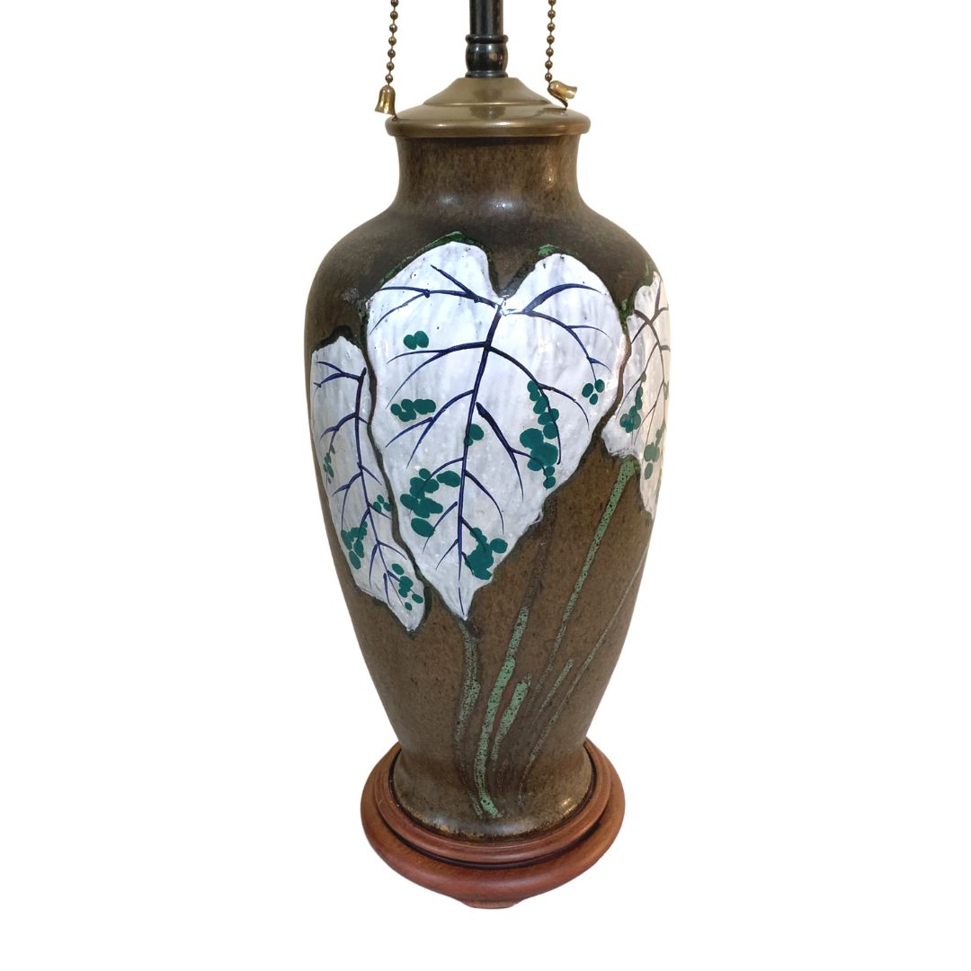 Antique Art Nouveau Craftsman Pottery Vase Lamp