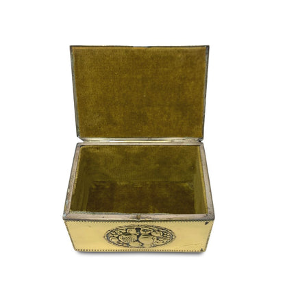 Antique Brass & Copper Felt Line Desk/Vanity Trinket Box