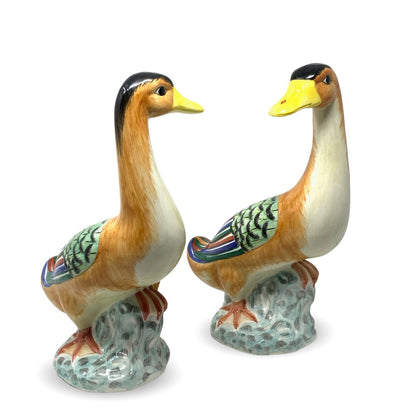 Mottahedeh Polychrome Italian Peking Duck Statues (2)