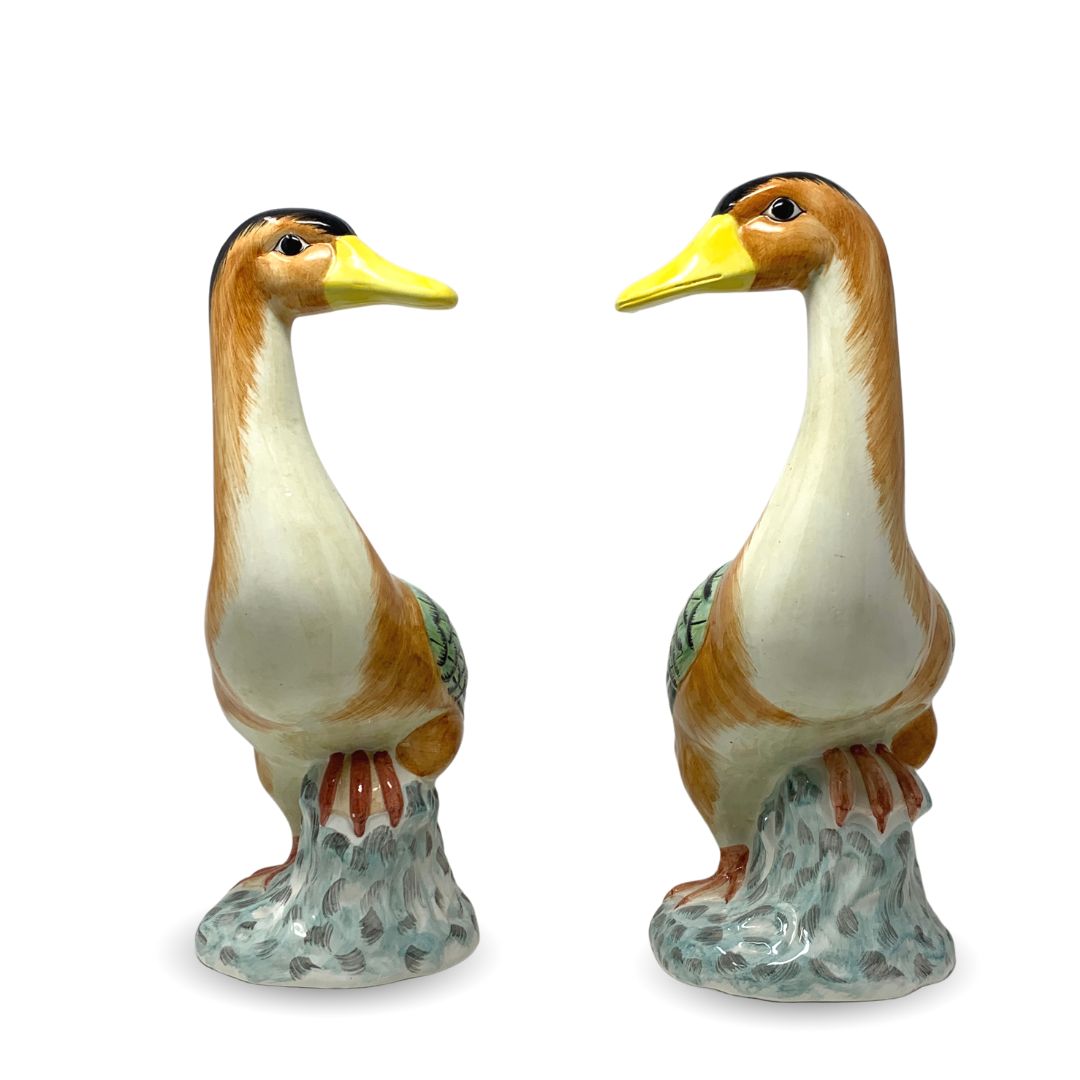Mottahedeh Polychrome Italian Peking Duck Statues (2)