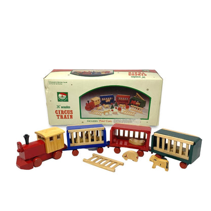Santa's World Vintage Wooden Circus Train Toy W/ Box