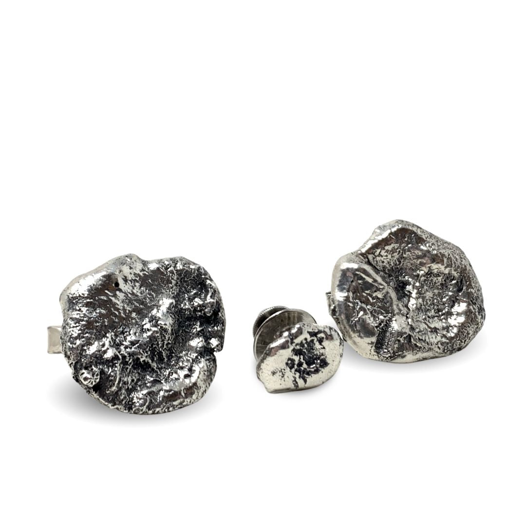Harold Fithian Sterling Silver Nugget Modernist Cufflinks & Tie Pin
