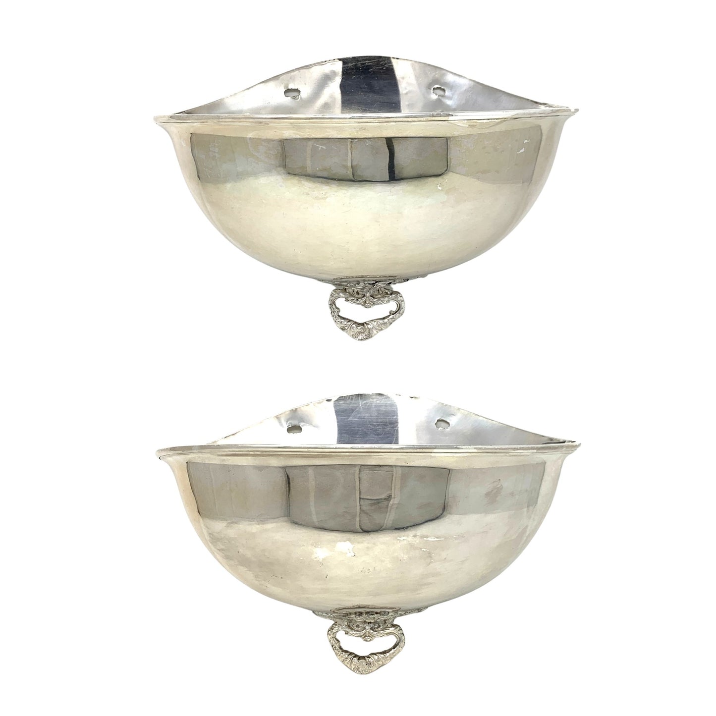 Pair of Silverplate Modified Food Dome/ Cloche Wall Sconces