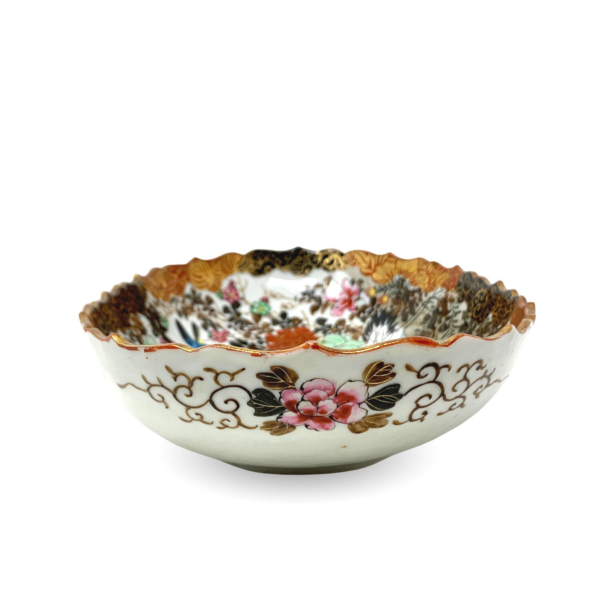 Japanese Porcelain Painted Oval Bird Bowl