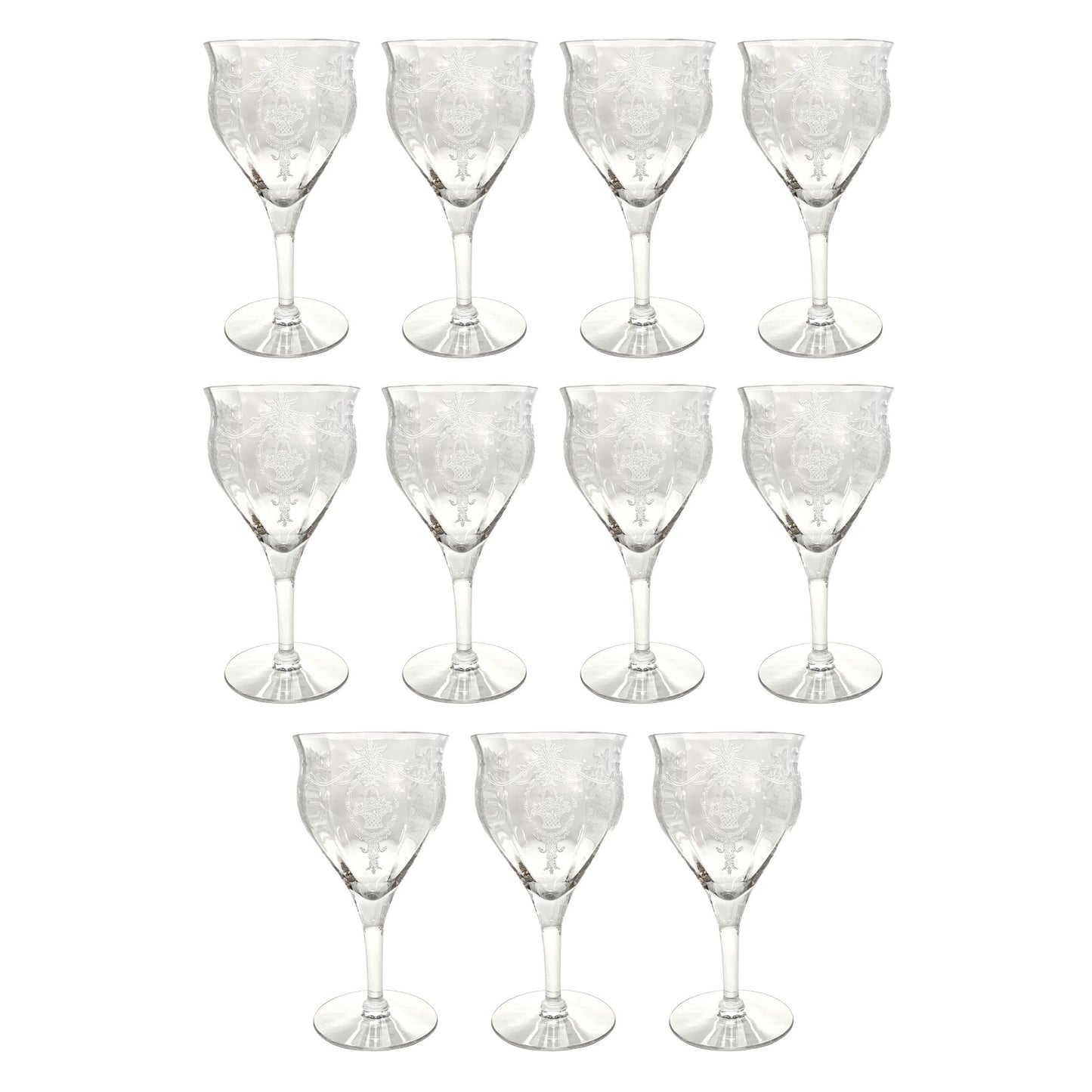 Tiffin-Franciscan "Adam Clear" Optic Crystal Water Goblets (11)