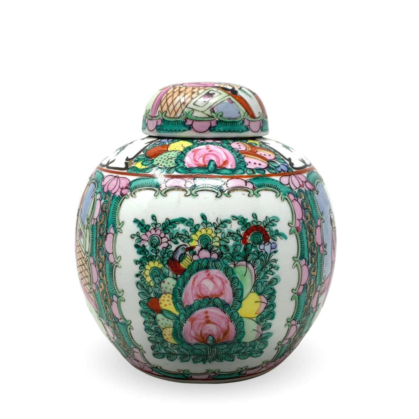 Vintage Chinese Famille Rose 6" Ginger Jar With Lid
