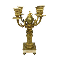 Gilt Bronze & Marble 14" 4 Arm Neoclassical Candelabras (2)