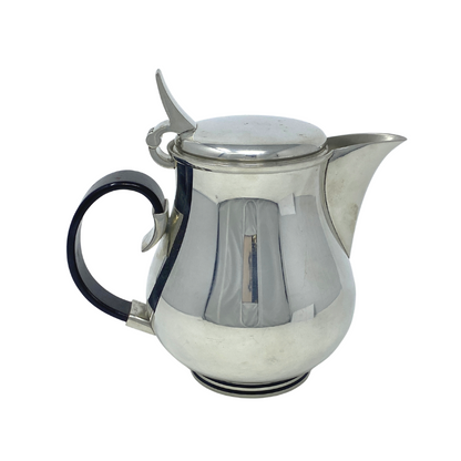 Vintage Mid Century Modern Tea Kettle Teapot Stainless Steel Wood Handle