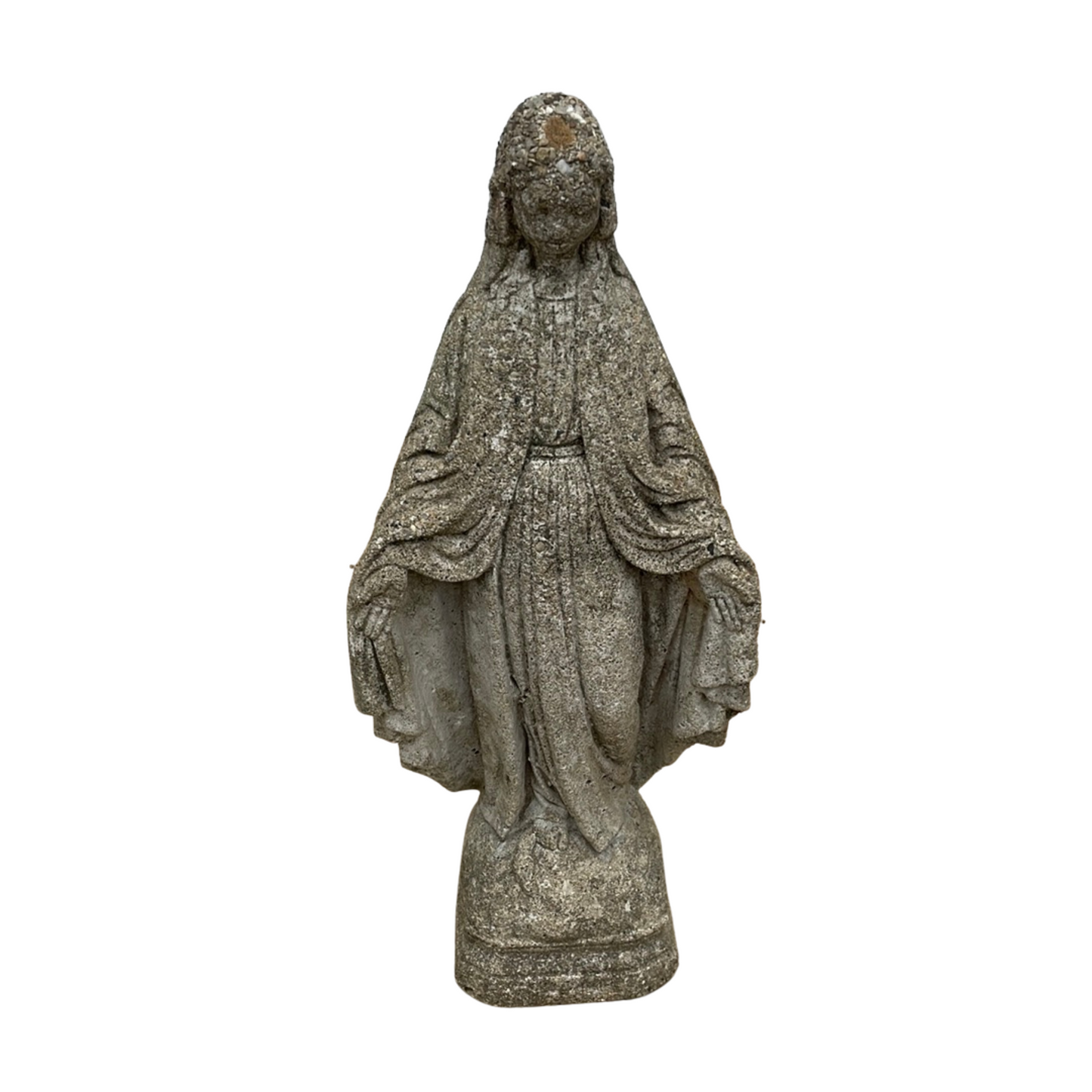 Vintage 17” Concrete Virgin Mary Garden Statue