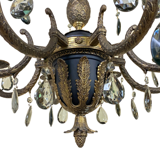 Large ornate metal pineapple design 8 light chandelier; 11083-003