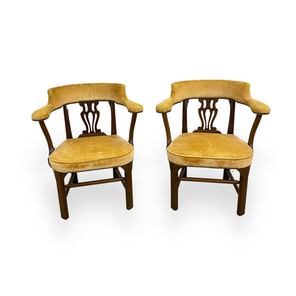 Pair of Vintage Upholstered Captain's Chairs