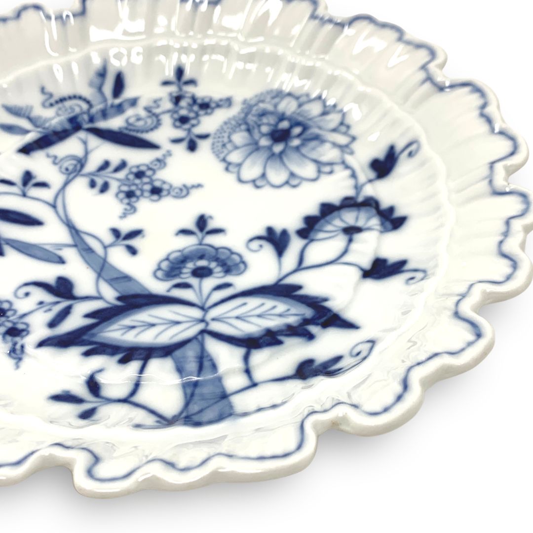 Antique Meissen Blue Onion Ruffle Edge Dish