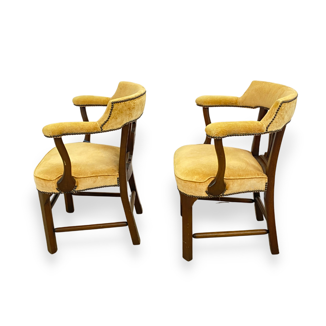 Pair of Vintage Upholstered Captain's Chairs