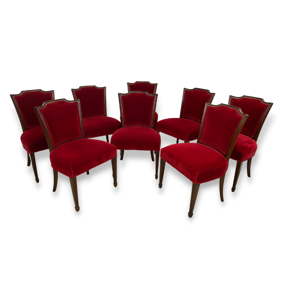 Set of 8 Custom Vintage Mohair Regency Dining Chairs
