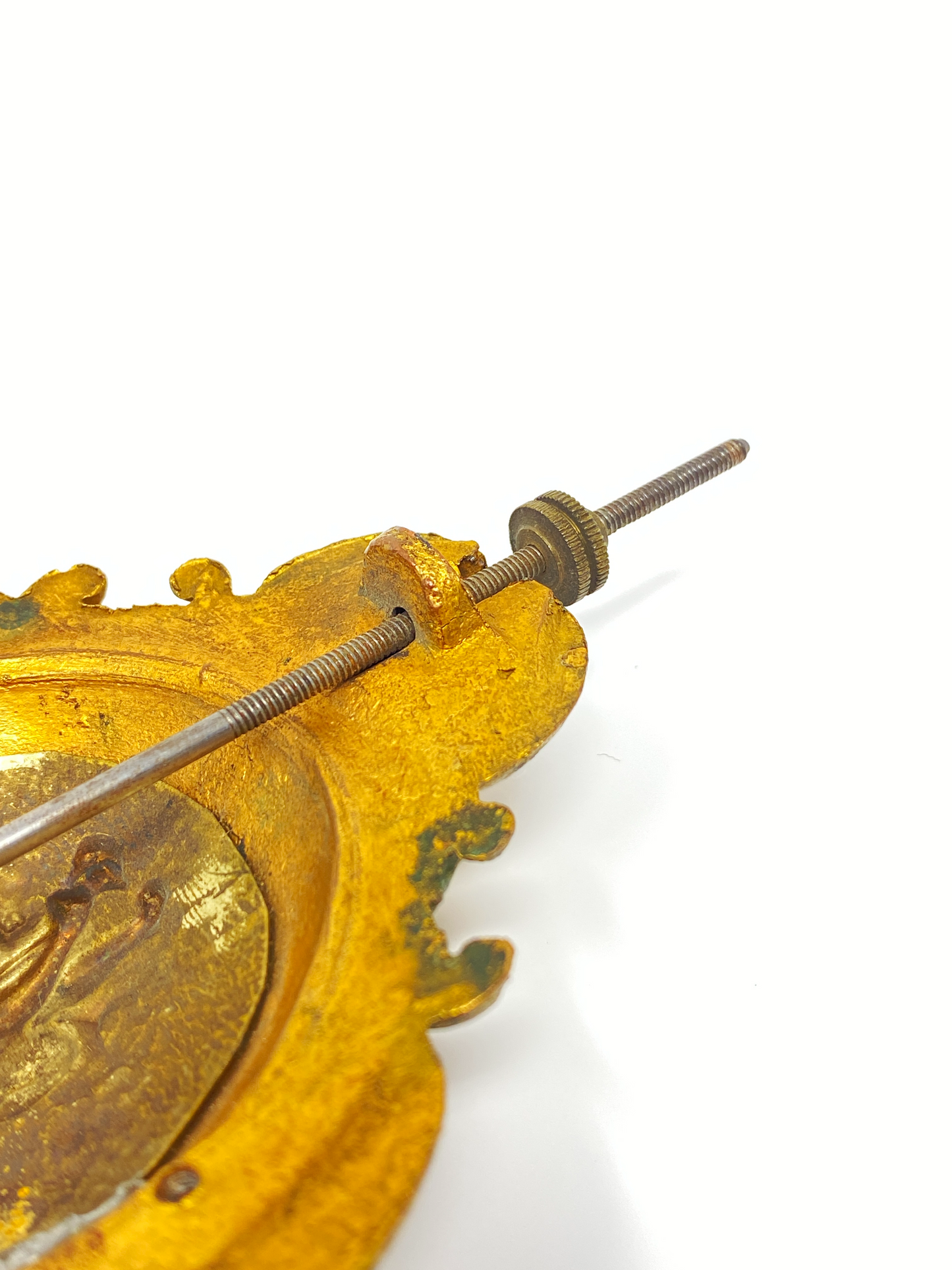 Antique Original Lenzkrich Gold & Silver Gilt Brass Cupid Clock Pendulum