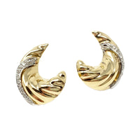 14K Gold & Diamond Crescent Twist Earrings