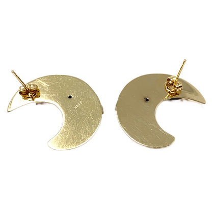 14K Gold & Diamond Crescent Twist Earrings