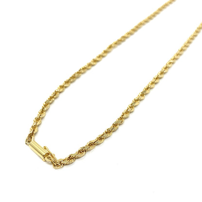 18K Gold 3mm Diamond Cut Rope Necklace W/ Safety