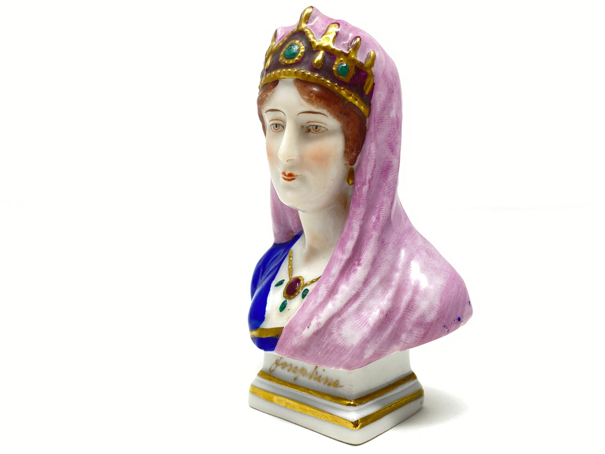 Napoleon & Josephine Pair of Miniature European Chelsea Porcelain Busts