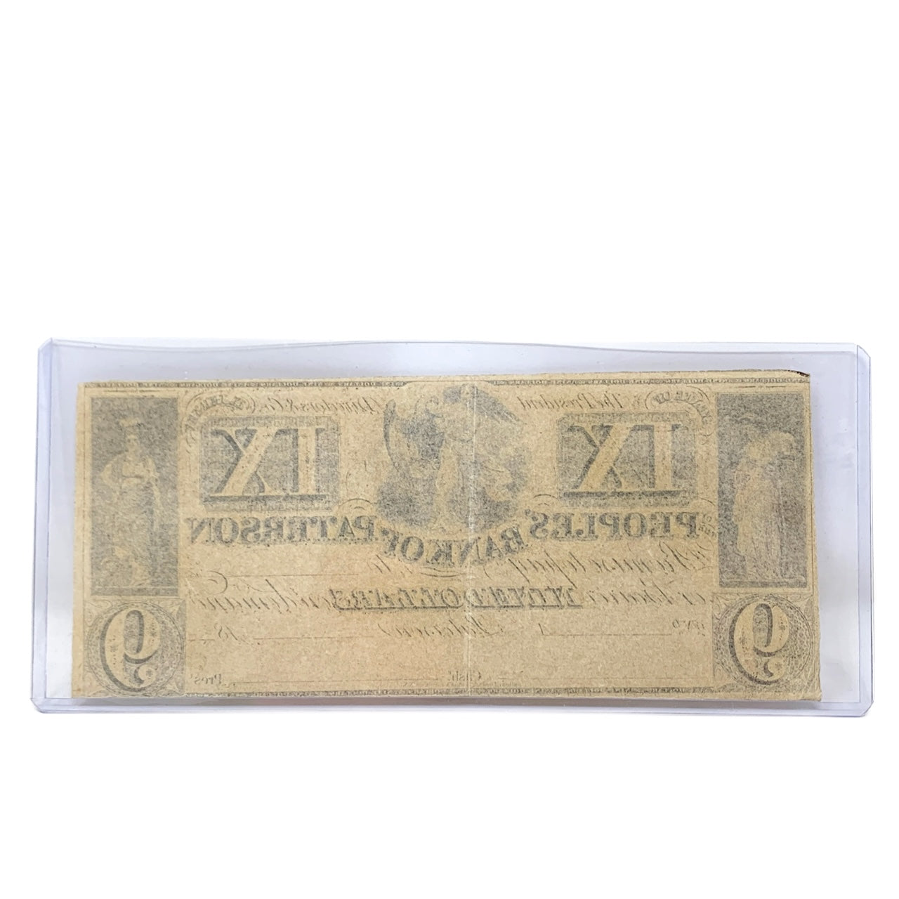 1830's $9 Peoples Bank of Paterson NJ Obsolete Currency